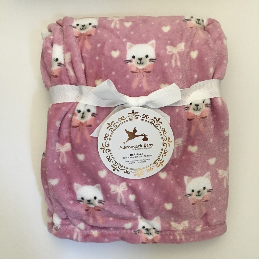 NEW My Cozy Baby Blanket Kittens and Bows Soft Lightweight | Adirondack Baby